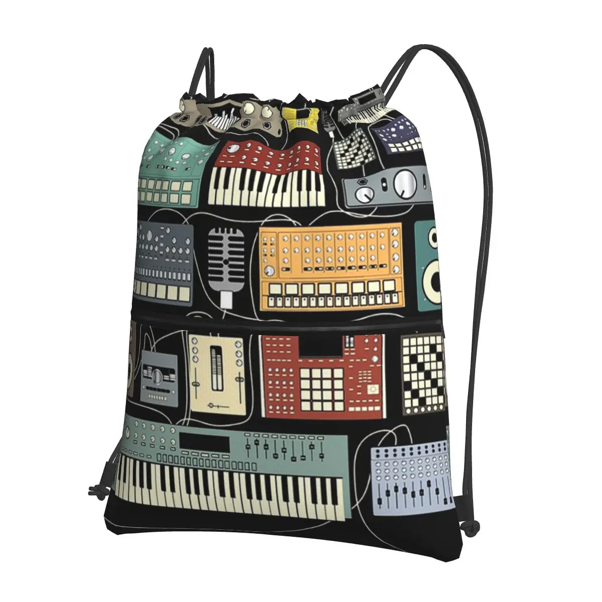 

Electronic Musician Synthesizer And Drum Machine Dj Backpacks Portable Drawstring Bags Storage Bag Book Bags For Travel Students