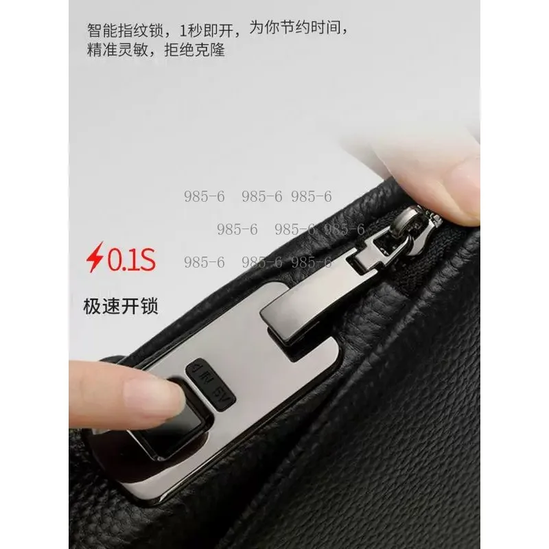 Anti-Theft Messenger Pouch Leather Fingerprint Lock Bag Men Long Wallet Mobile Phone Pouch