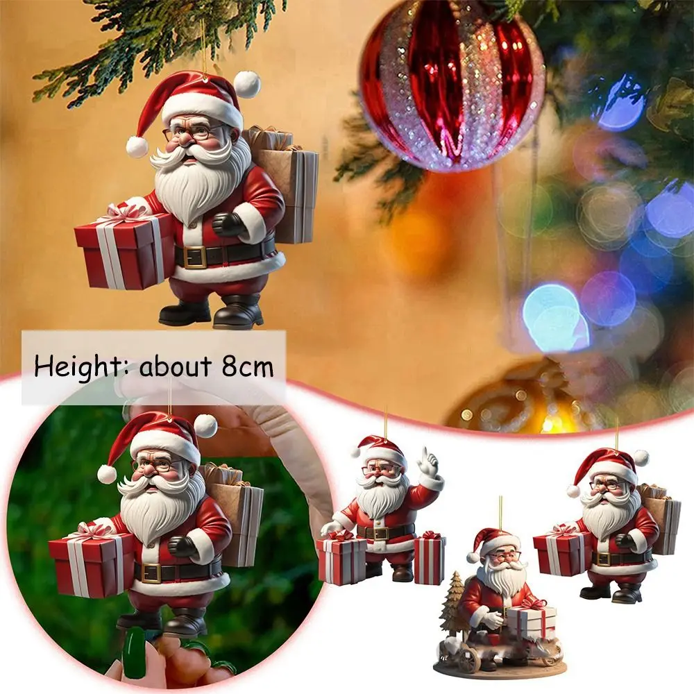 

1pc Mini Santa Claus Acrylic New Year's Decor Cartoon Decor for New Year Christmas Tree Ornaments