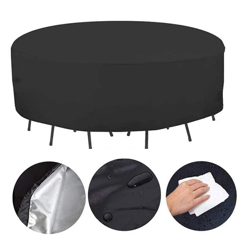 12 Sizes Round Furniture Cover 210D Heavy Duty Patio Furniture Covers Waterproof Dustproof Outdoor Table Chair Protective Cover view 2