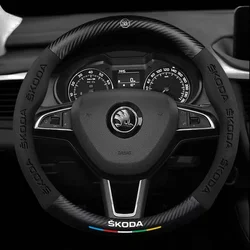 Para Skoda VRS Kodiaq Karoq Kamiq Octavia 1 a5 Scala Superb Yeti Fabia ENYAQ Citigo gamuza de fibra de carbono protector para volante de coche