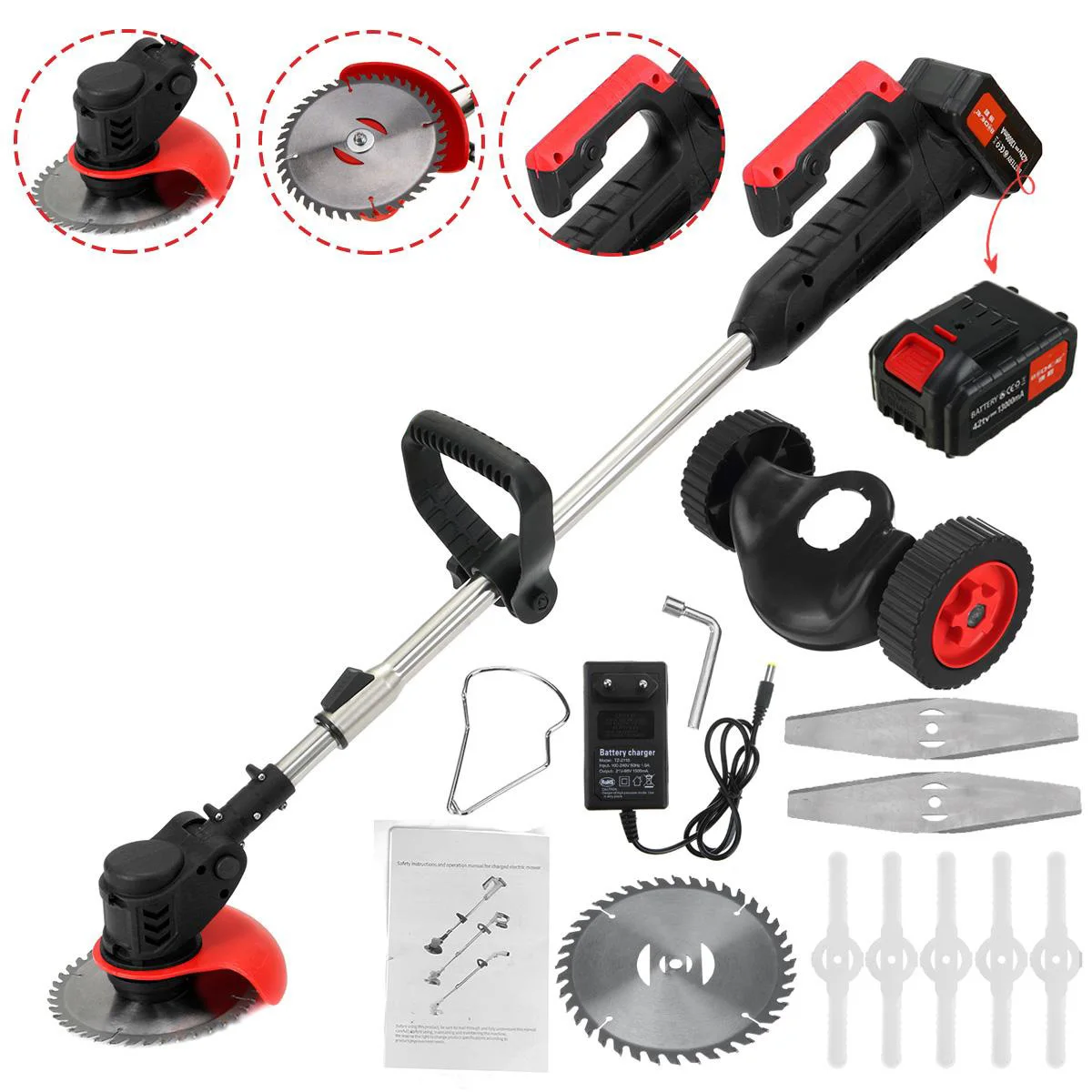 

1880W Electric Grass Trimmer Cordless Lawn Mower Hedge Trimmer Adjustable Handheld Garden Pruning Power Tools For makita Battery