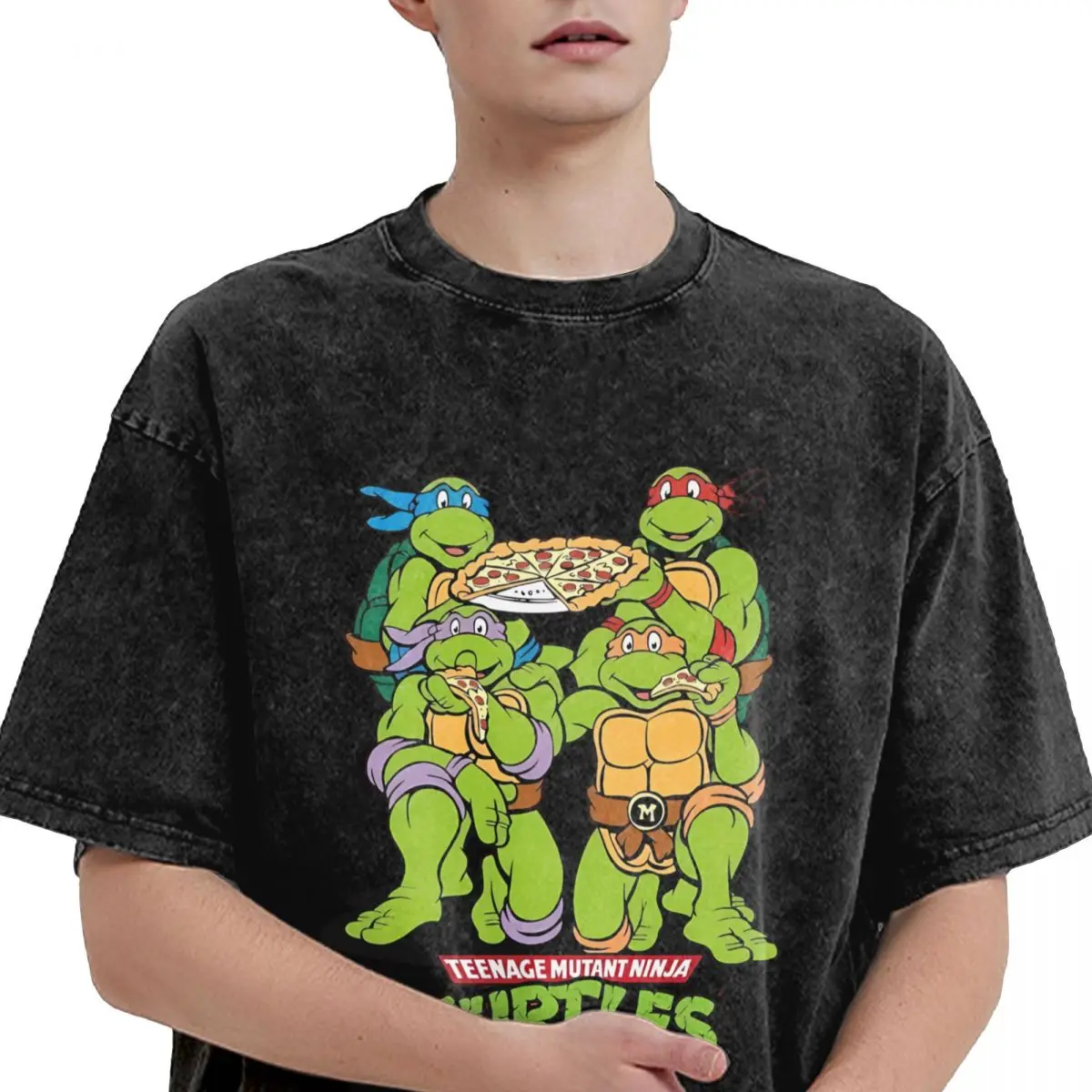 Teenage-Mutant-Ninja-Turtles Luxury Retro T Shirts for Men Summer Print Shirt Cotton High Quality Clothing Streetwear