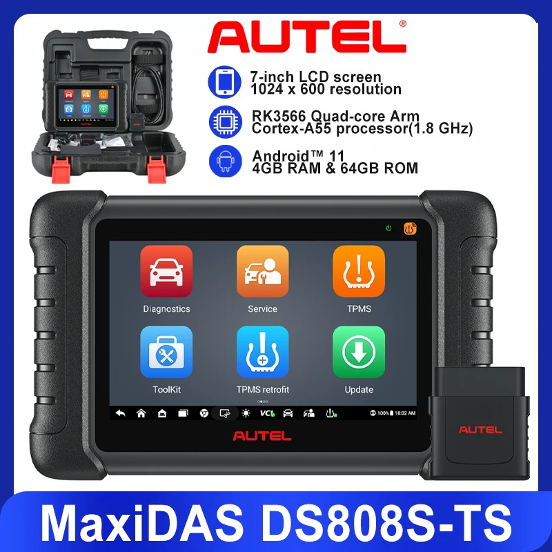 Autel MaxiDAS DS808S-TS OBDII Scanner 2024 New Release DS808 Smart Diagnostic Tool with Reset Services, Full TPMS, ECU Coding