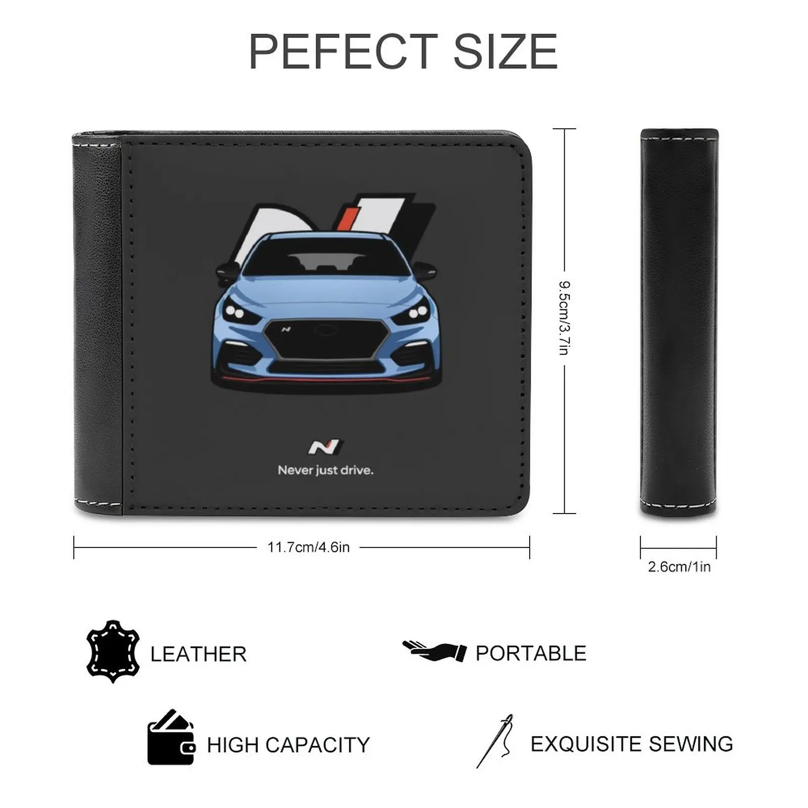 Hyundai I30N Pre Facelift Leather Wallet Men Slim Purse Card Holder Wallets Money Bag Hyundai I30N I30 I20 Veloster N Line N