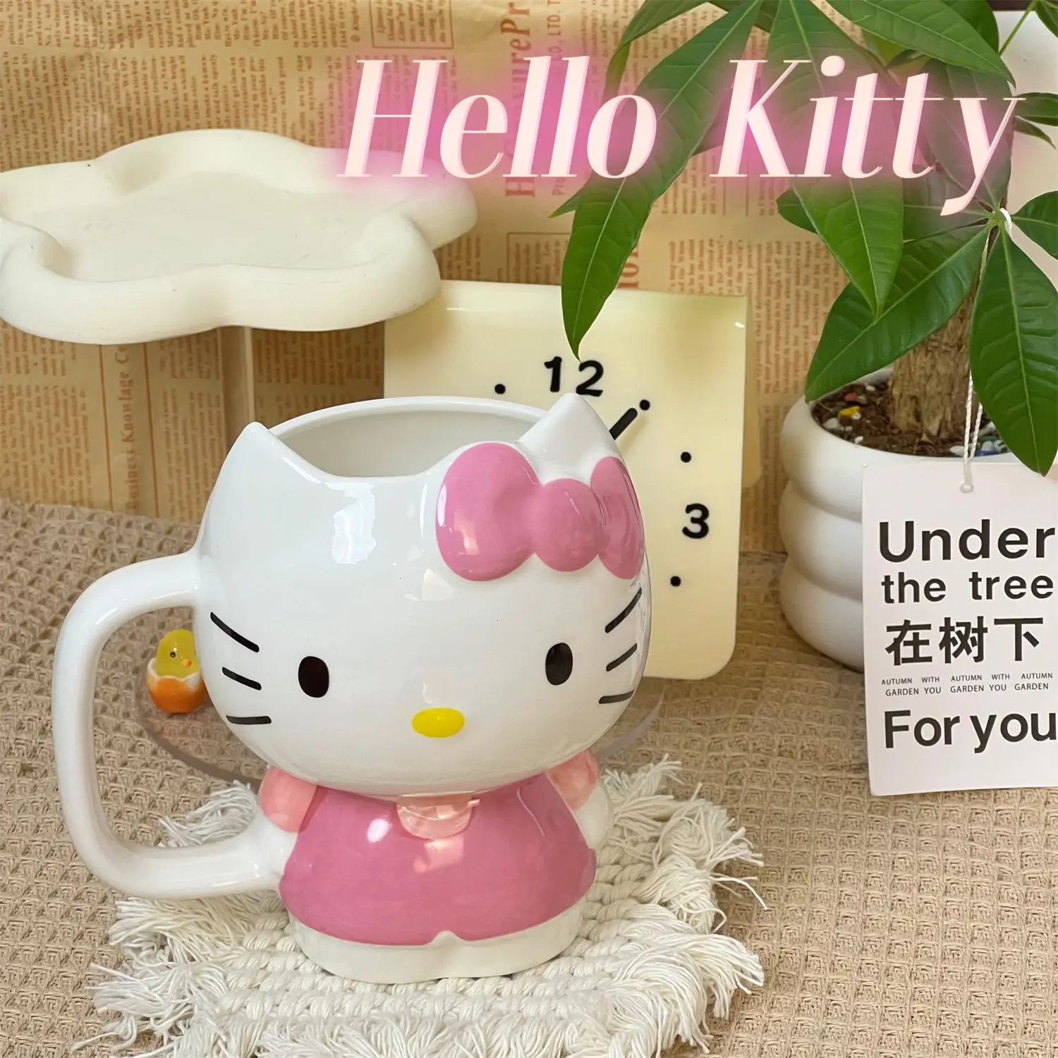 Sanrio Cartoon Hello Kitty Shaped Mug For Girls' Home Office New Creative 400ml Large Capacity Ceramic Cup