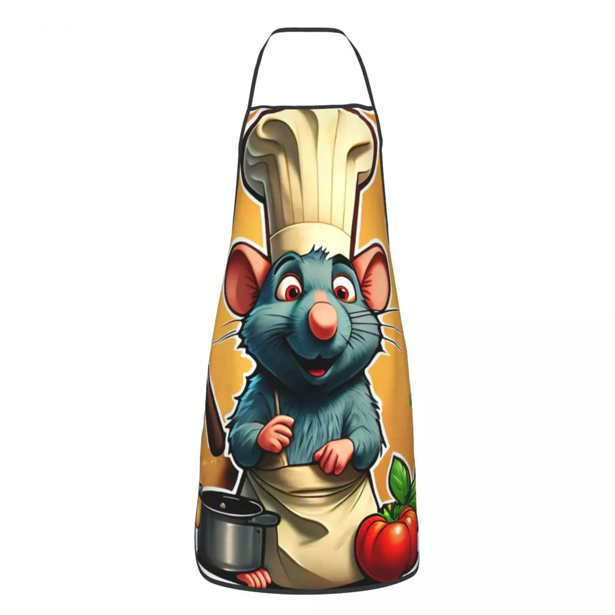 Custom Funny Chef Remy Ratatouille Bib Apron Women Men Unisex Kitchen Chef Cartoon Tablier Cuisine for Cooking Baking Painting