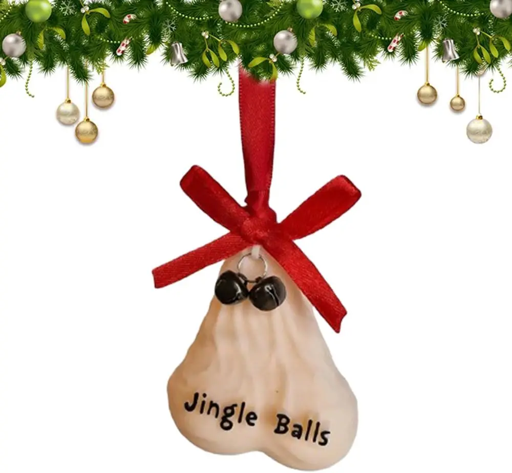 참신 징글 공 Bauble, 재미 있은 3D 크리스마스 공 나무 장식품, 크리스마스 트리 장난 선물을위한 장난 꾸러기 고환 장식품