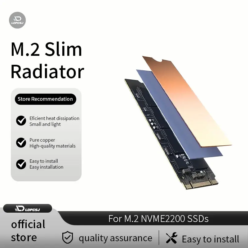 LDPCSJPC M.2 SSD Heat Sink NVME NGFF M2 2280 Solid State Disk Pure Copper Heatsink B80 Thin Cooler Radiator For Descktop/Noteboo