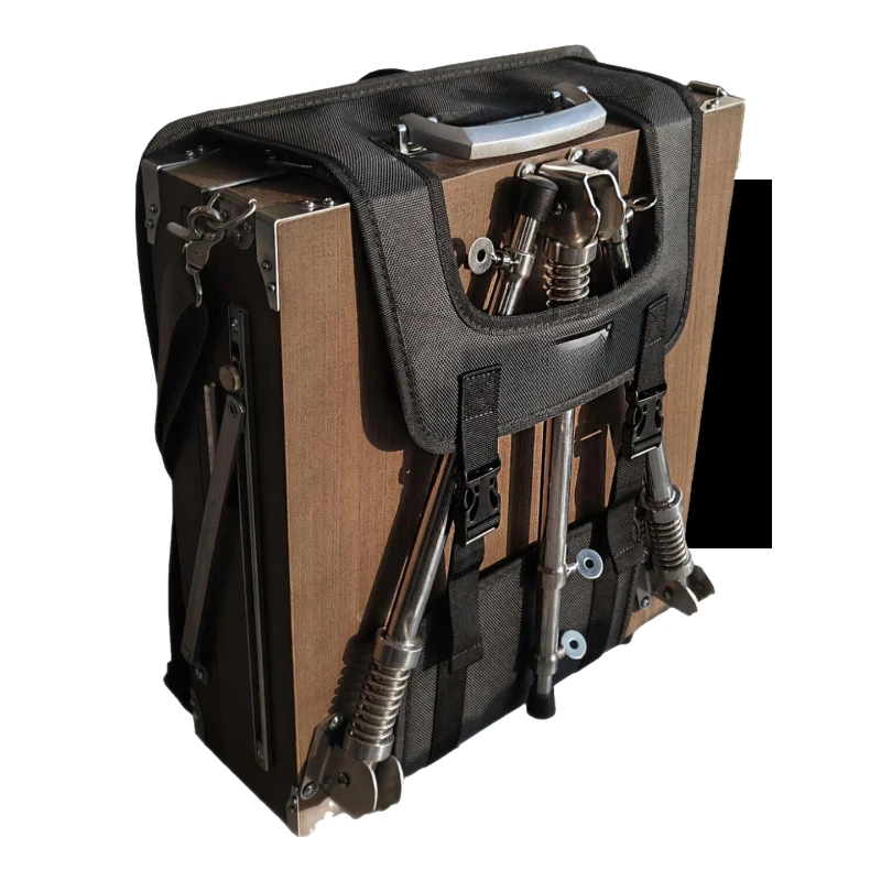 Oil painting box All solid wood box Aluminum alloy palette Stainless steel telescopic legs Environmental protection storage brac