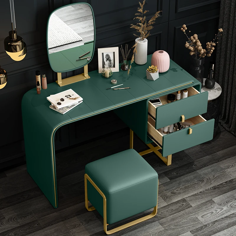 Modern Glod Dressing Table Desings Women Aesthetic Storage Mobile Dressing Table Wood High End Coiffeuse De Chambre Furniture