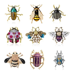 Beaut&Berry Enamel Ladybug Bee Brooches for Women Unisex Beetle Pins Office Party Casual Accessories Gifts