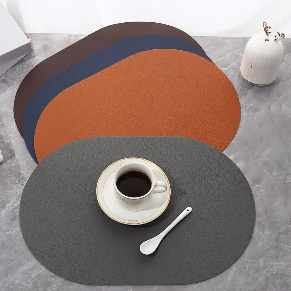 Placemat Waterproof Heat Resistant Non slip Heat Insulation Dishwasher Safe Oval Dining Table Pad Kitchen Supplies