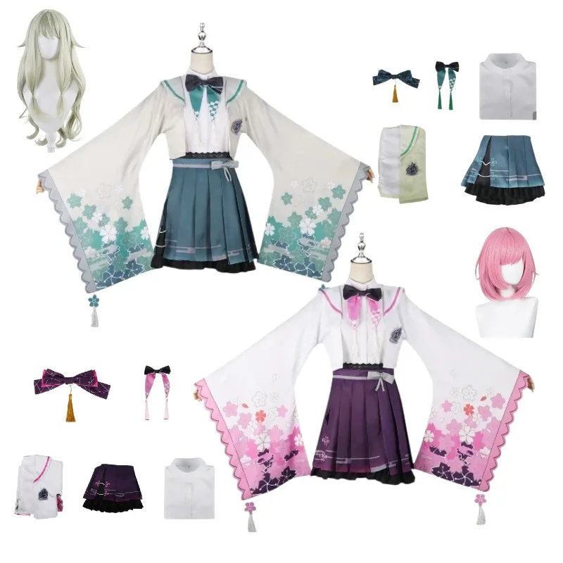 

Anime Otori Emu Kusanagi Nene Cosplay Costume Sweet Cute Japanese Kimono Uniform Wig Suit for Women Halloween Stage Outfit