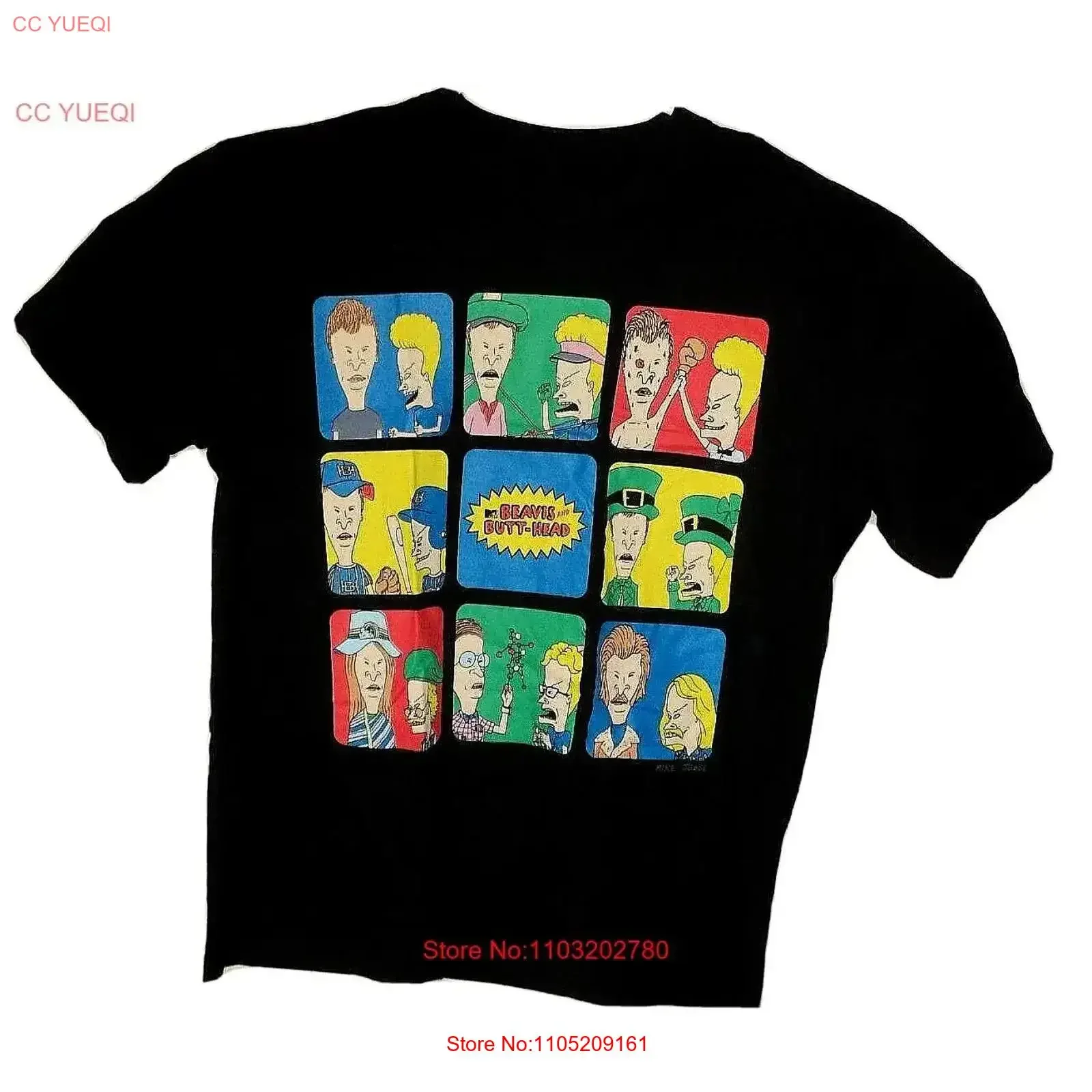 

MTV Beavis Butthead NEW Cartoon Panel Black T Shirt Size XL vintage Washed Slightly Top For Everyday Wear fashion Stylish