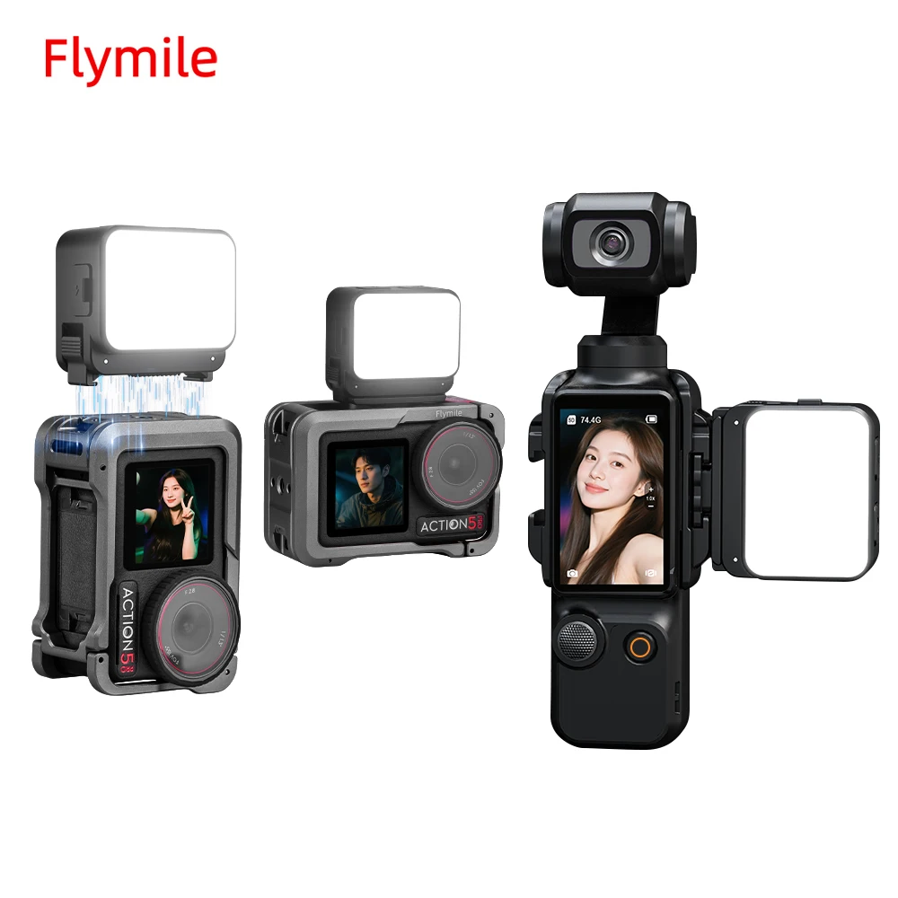

Flymile Magnetic Fill Light for DJI Pocket 3/Action 5 Pro Camera Vlogging Video Light IPX4 Waterproof 600mAh Rechargeable LED Li