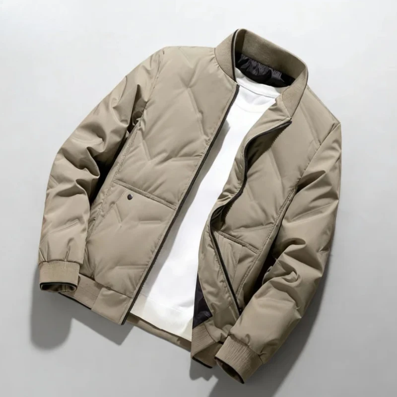Удобная и модная новая хлопковая куртка, модный мужской кардиган, простой однотонный пуховик, зимнее теплое и плюшевое пальто