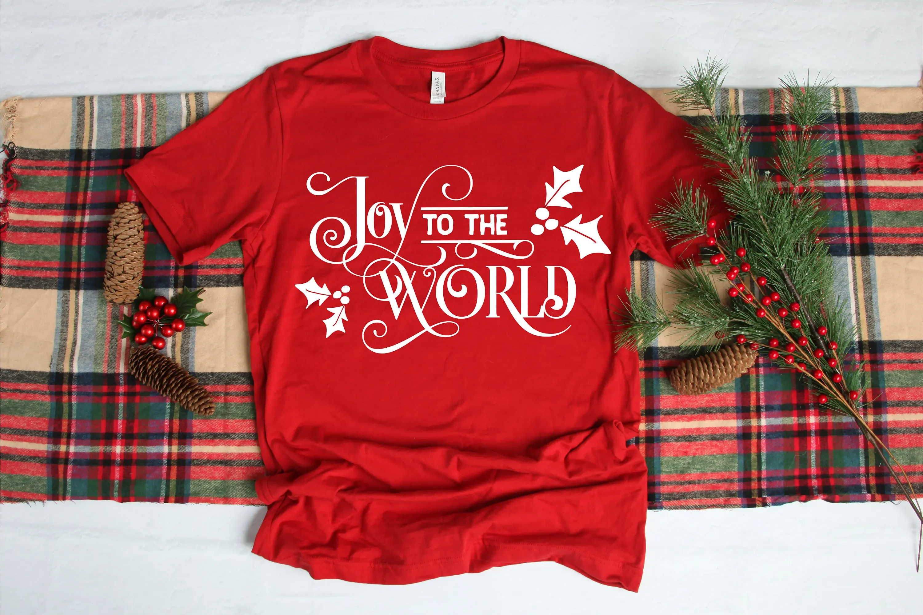 Joy To The World Merry Christmas T Shirt Matching Family Holiday Santa