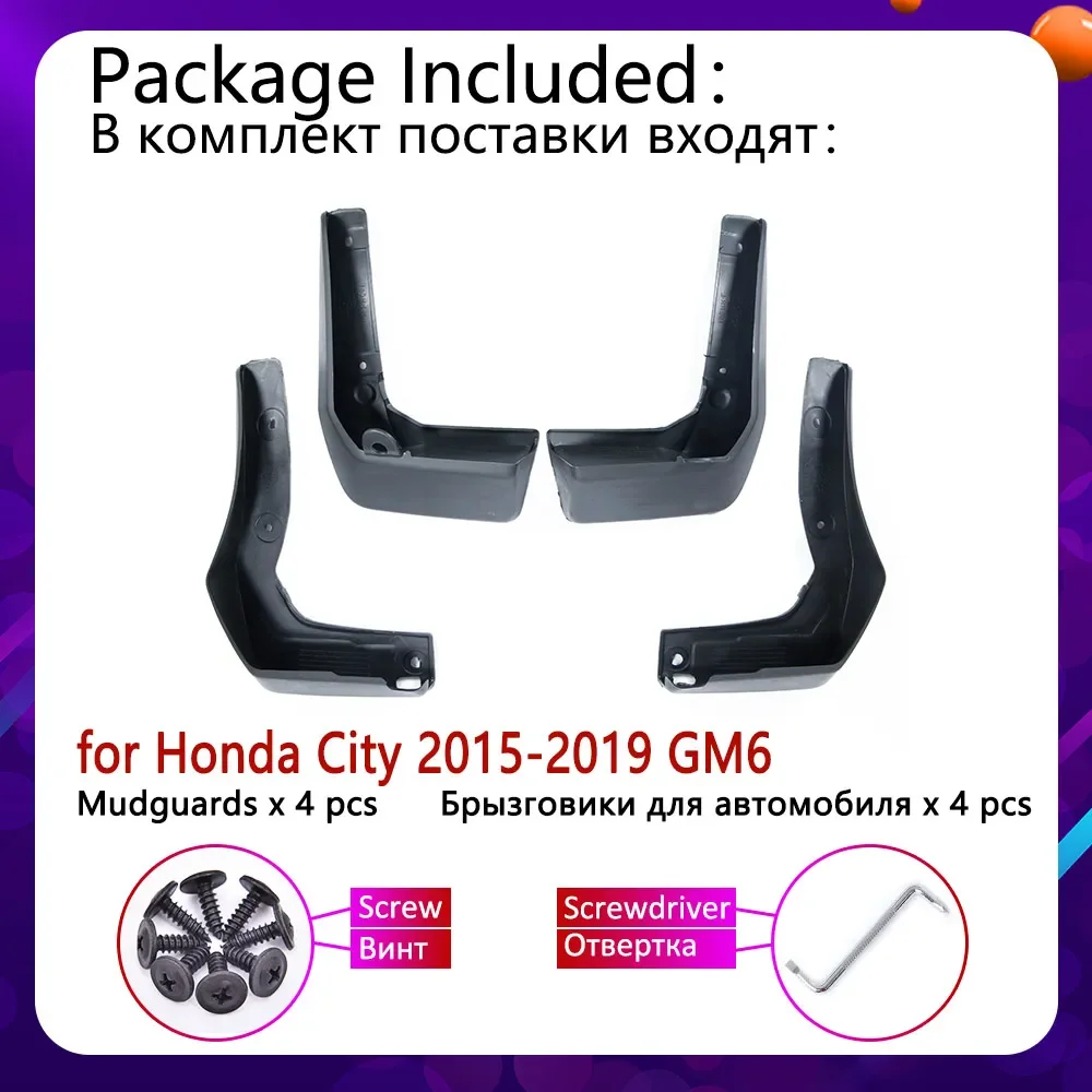 4 PCS Front Rear Mudflap for Honda City GM6 2015 2016 2017 2018 2019 Fender Mud Flaps Guard Mudguard Splash Flap Car Accessories