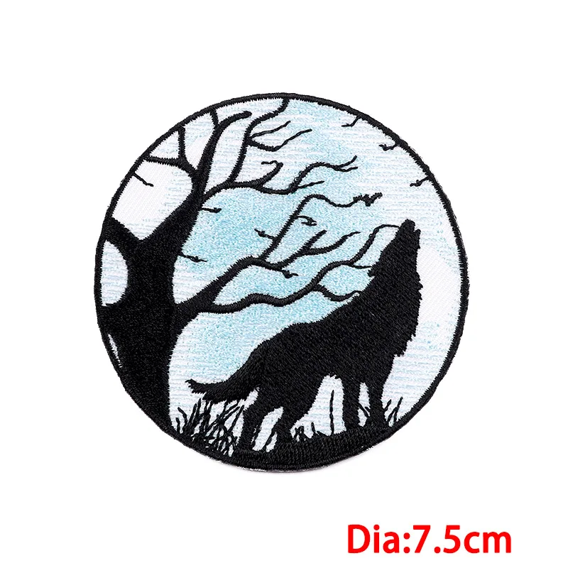 Cartoon Art Patches Mushroom Cat Moon Sun Iron on Cloth Sticker DIY Circular Chest Shoulder Badges Clothes Bags Hats Accessories