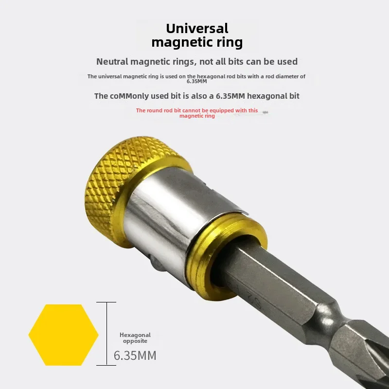 Batch Head Plus Magnetic Ring Batch Tip Magnetic Coil Removable All-metal 1/4 Hexagonal Handle Screwdriver Head Positioning a...