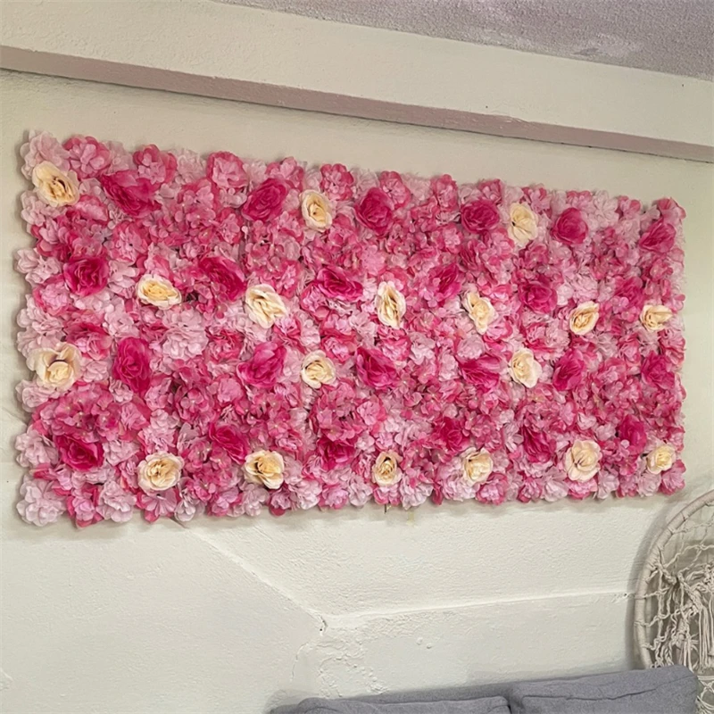 Silk Rose Artificial Flower Wall 3D Wedding Decor Baby Birthday Party Shop Flower Backdrops Panels Decoration