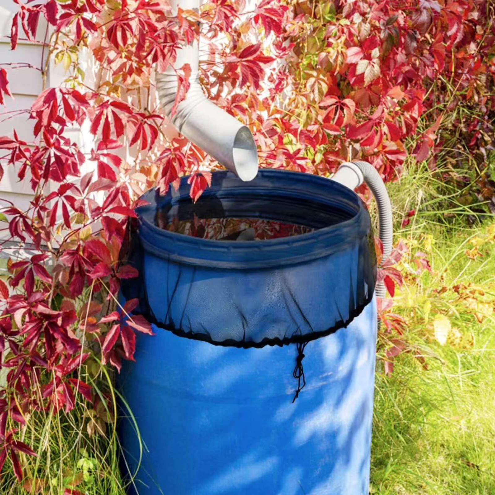 Outdoor Rain Barrel Net Cover Reusable Rain Water Collection Bucket Cover Rainwater Collector Tank Net for Garden Yard Lawn