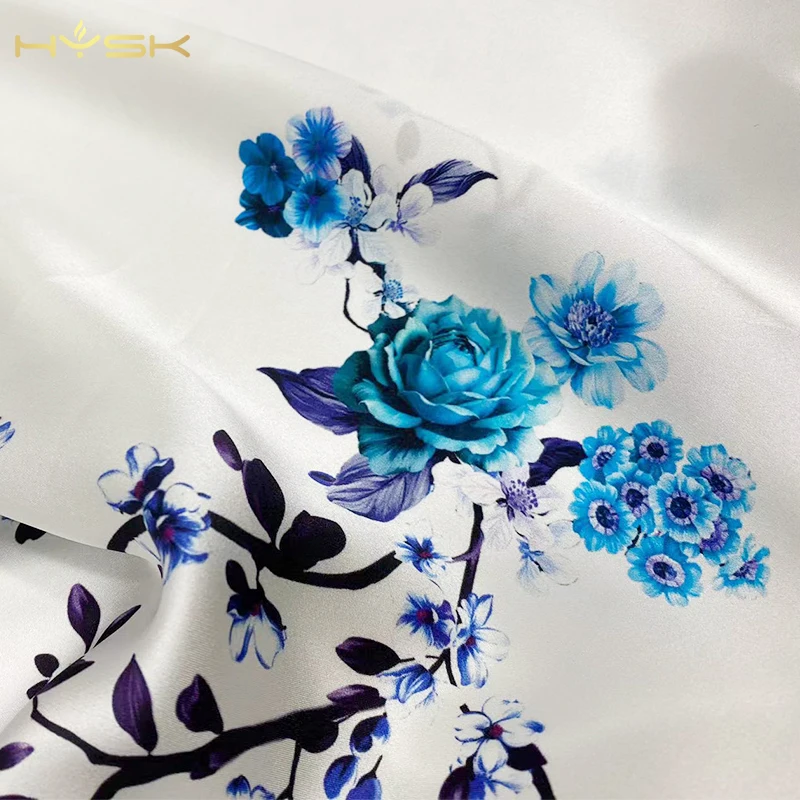 HYSK 100% Pure Mulberry Silk Fabric 19MM Printed Pattern Width 114cm Blouses elegant dress free shipping dresses women E3103