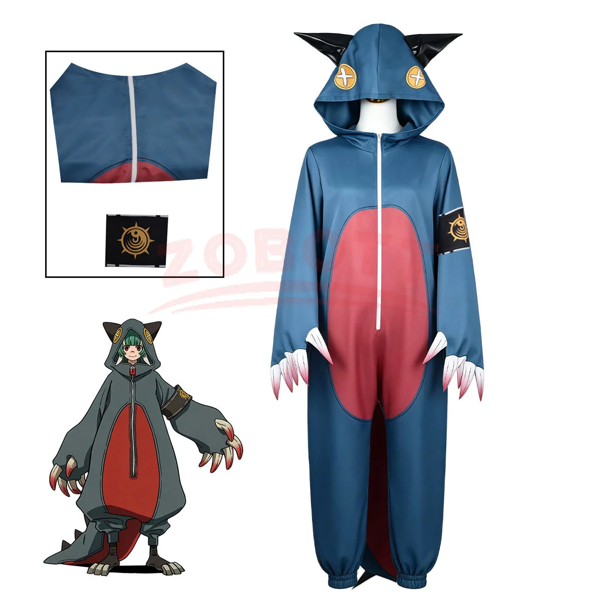 GACHIAKUTA Guita Riyo Rudo Cosplay Kostüm Blauer Jumpsuit Schlafanzug Anime Alltagskleidung Halloween Party Jumpsuit