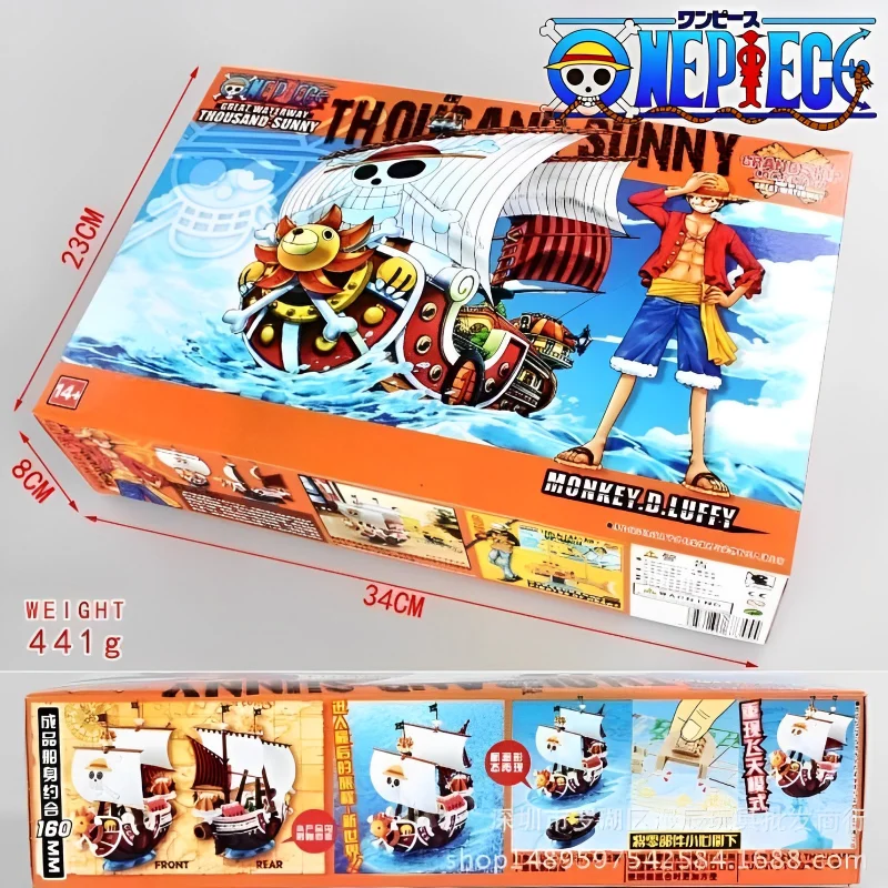 Anime One Piece Marine Pirate Boat Thousand Sunny Figurines Manga Statue Pvc Action Figure Collection Model Assembled Ship Toy