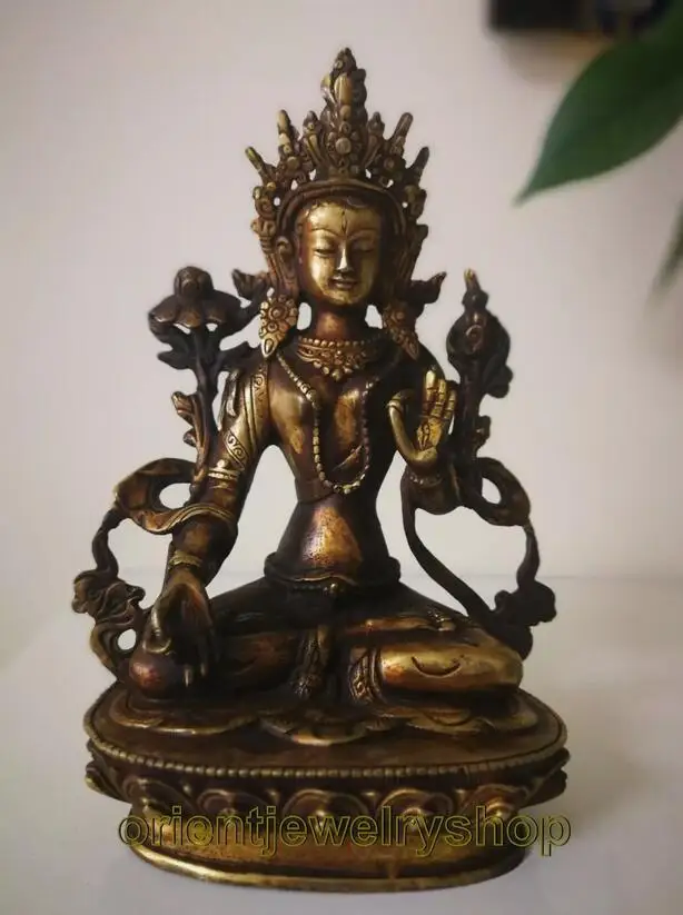 

Antique Buddhism Old Bronze Patina gilding Buddha Bodhisattva Tara Statue