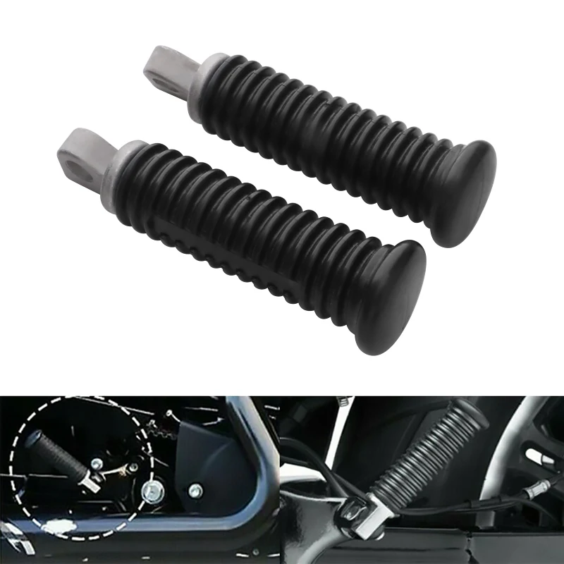 1 Pair 10mm Motorcycle Foot Peg Male Mount Rear Passenger Black Pedal Footpeg Universal For Harley 883 1200 XL Sportster