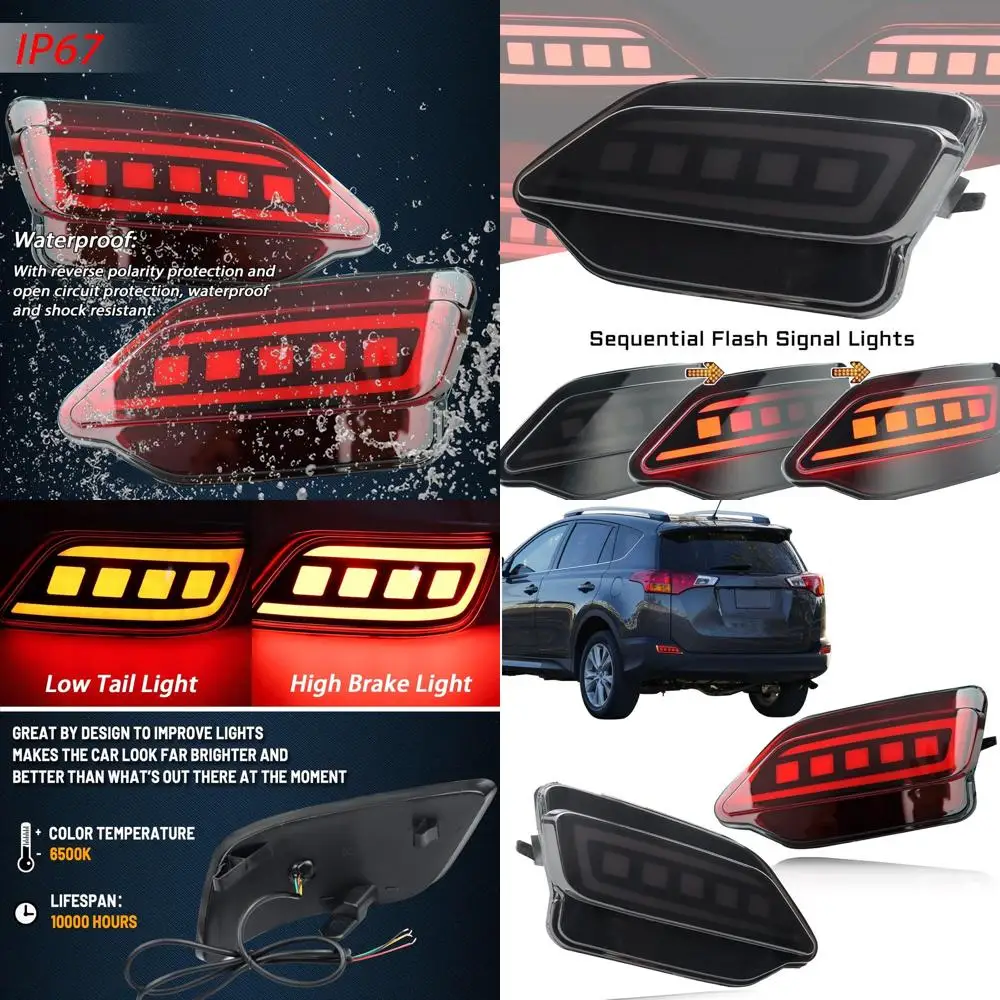 

Smokey 3-в-1 светодиодный задний отражатель, бампер, противотуманные фары в сборе для Toyota RAV4 2013-2015, совместимый с хвостом, тормозом, указателем поворота L