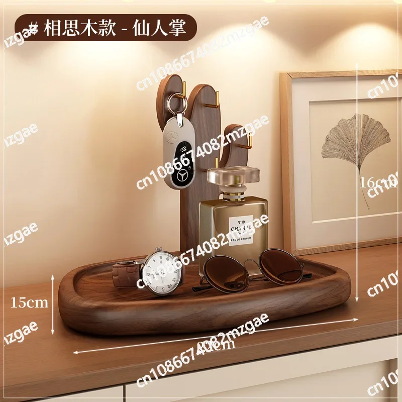 Entrance rack, key storage rack, solid wood Chinese glasses, countertop, antique ornaments on the table, decorative shelves