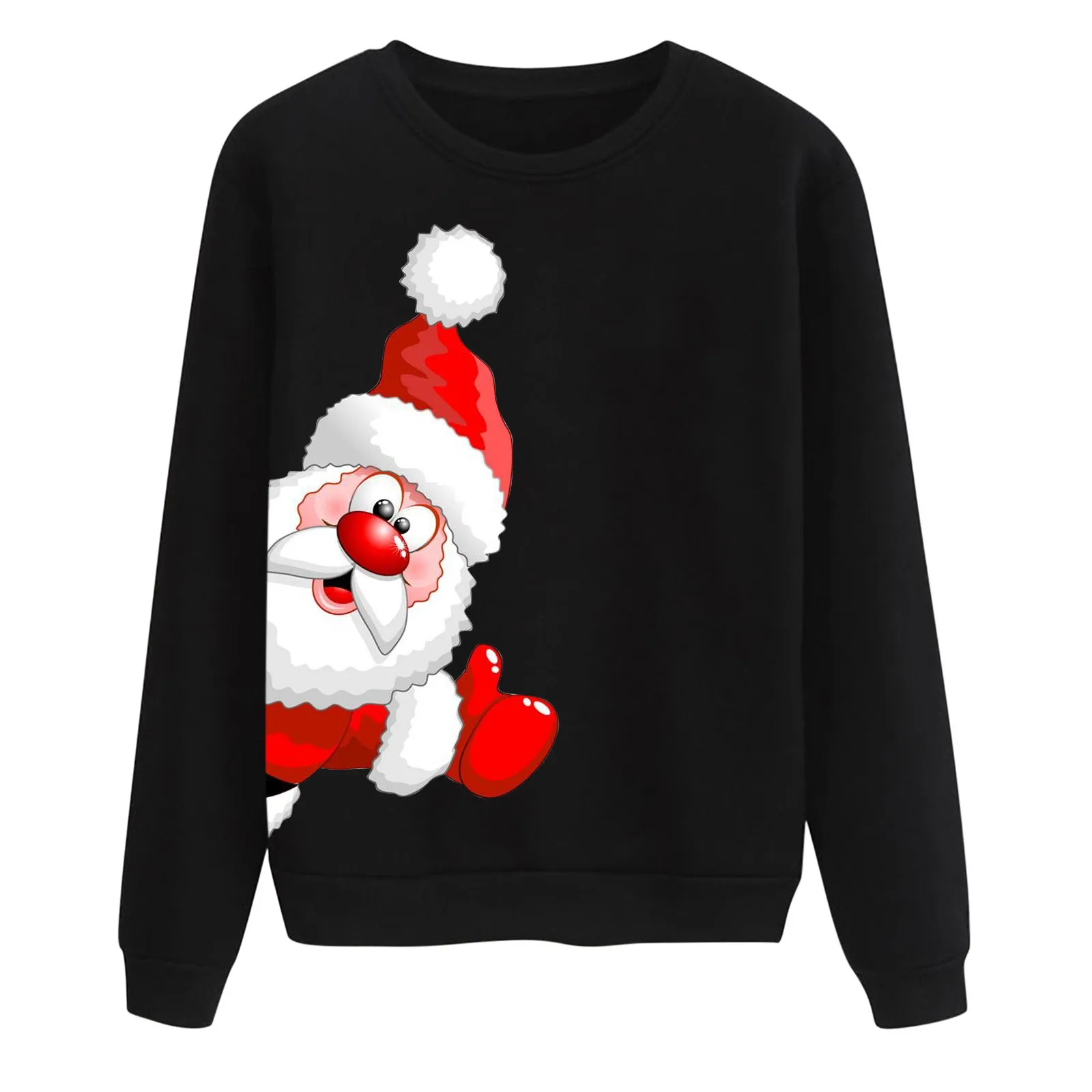 Print Santa Claus Women\'s Christmas Sweatshirts Top Long Sleeve Crew Neck Pullover Sweatshirt Merry Christmas Female Clothes