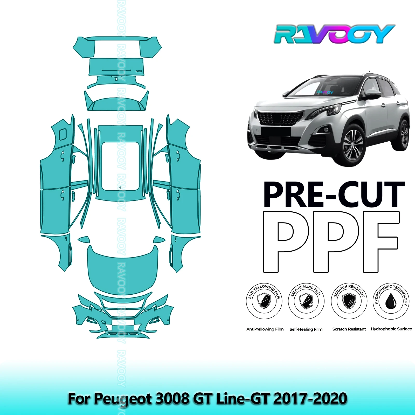 

Full Vehicle Clear Bra Precut PPF Paint Protection Film For Peugeot 3008 GT Line-GT 2017-2020