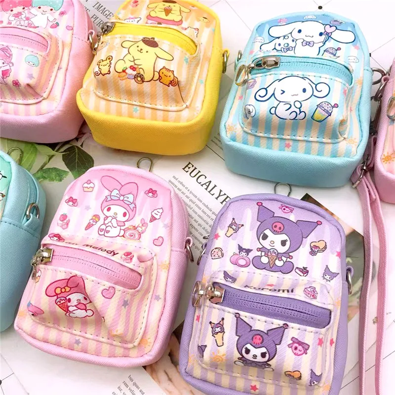 Sanrio Coin Purse Cartoon Kuromi Cinnamoroll Pachacco Cute Mini Backpack Pendant Multi-functional Cross-body Storage Bag