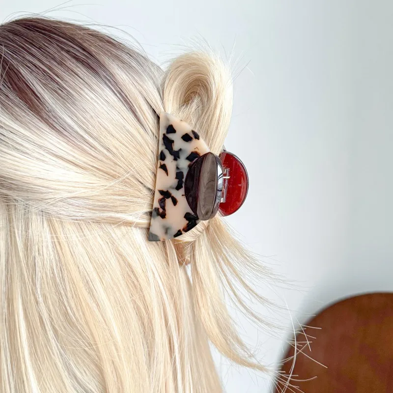 

Leopard Print Half-Round Mushroom Hair Clips - Thick Acetate Shark Claws for Hair Styling, Fashion Hair Accessories