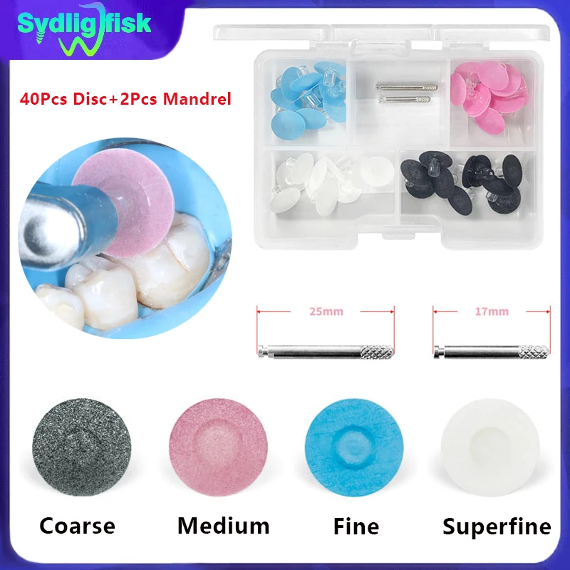 40Pcs Dental Polishing Disc Composite Resin Finishing Polishing Stem Disc Reduction Contouring Mandrel Teeth Whitening Dentistry