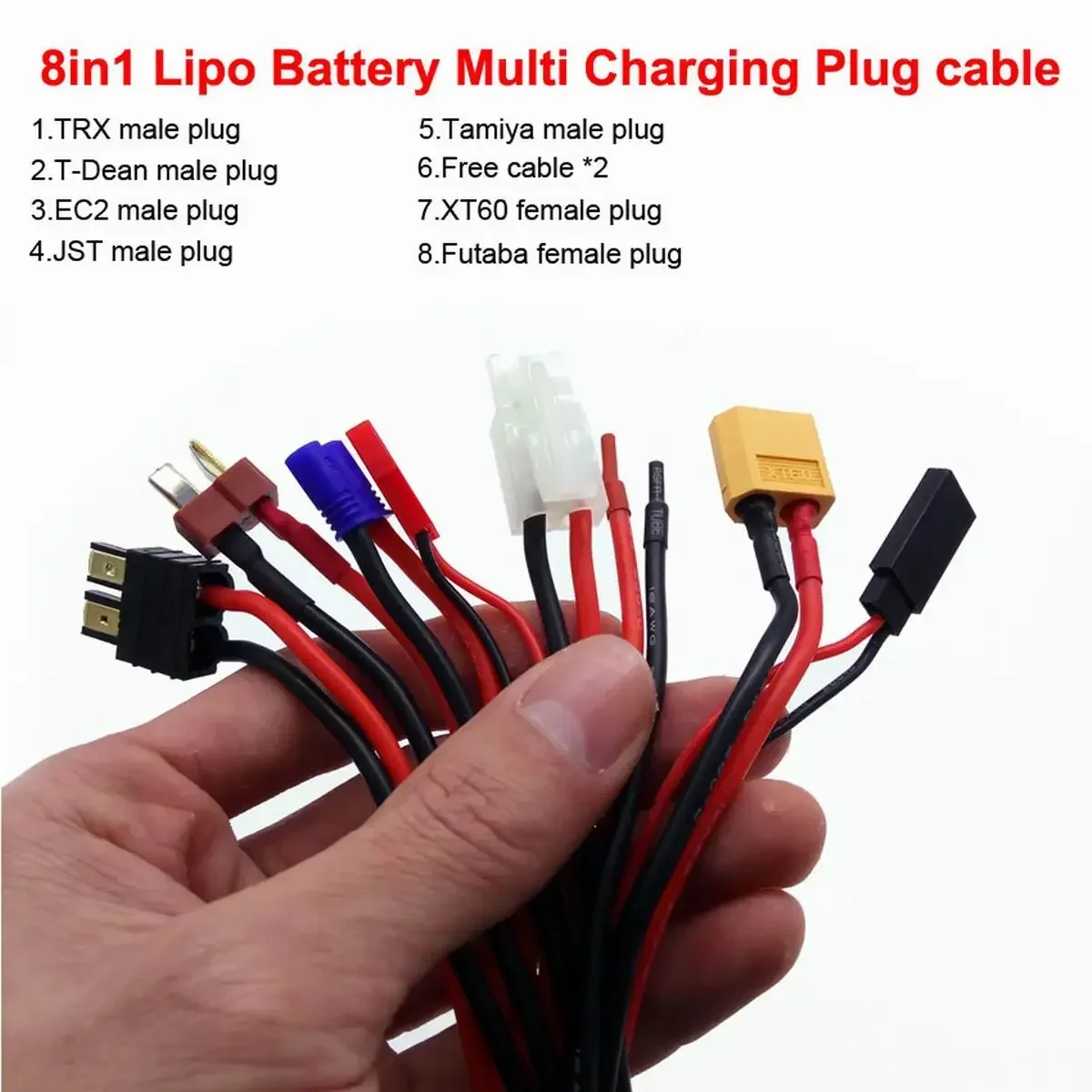 Nieuwe 8 in 1 Multi-Functie lipo batterij Oplaadkabel JST T-DEAN XT60 EC3 Futaba voor TAMIYA IMAX B6 Balans lader RC Auto Boot