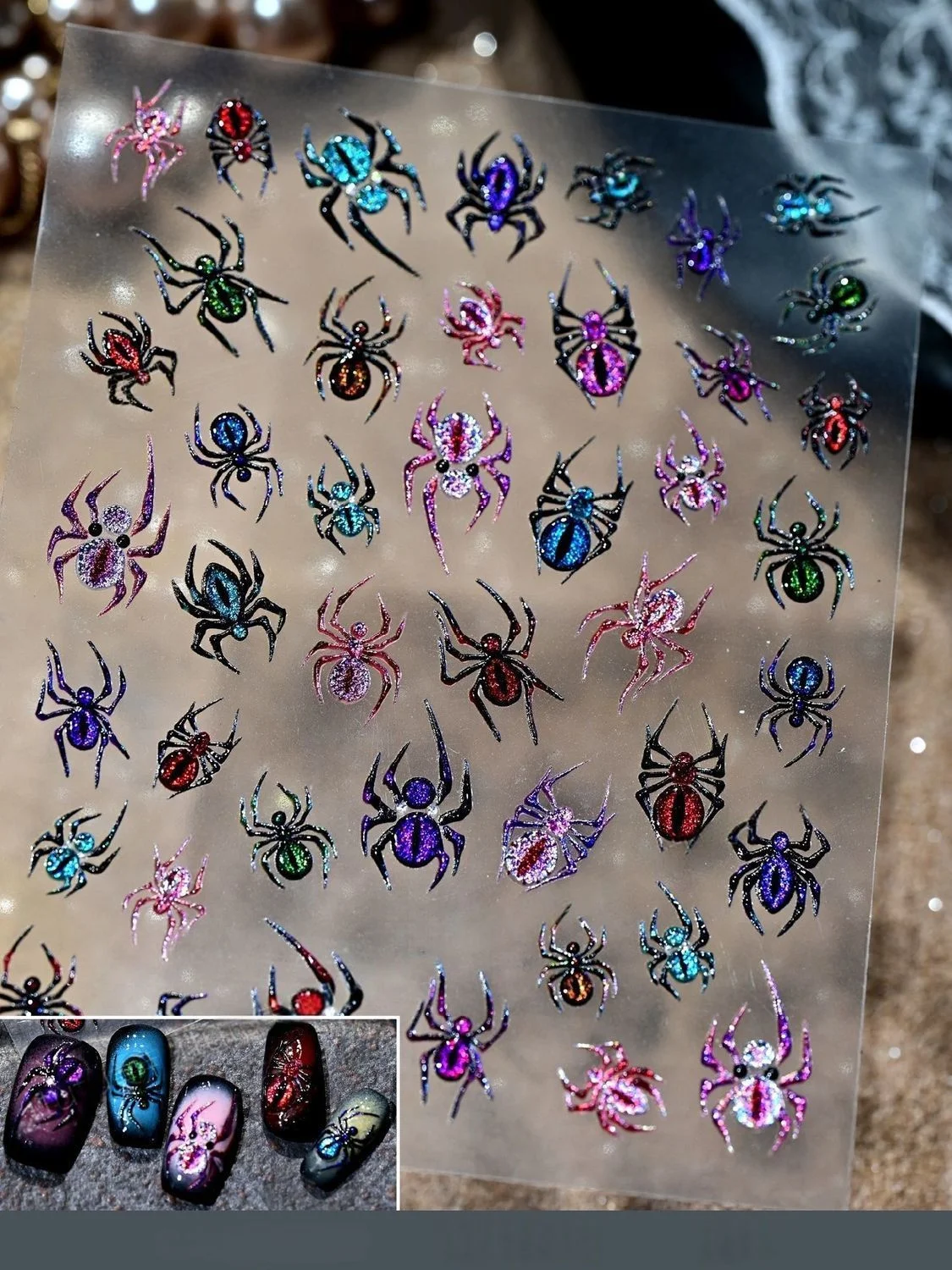 1pc Cat's Eye Shiny Halloween Nail Art Stickers Spider Devil's Eye Textured Self-Adhesive Design DIY Nail Decals Manicure Decora