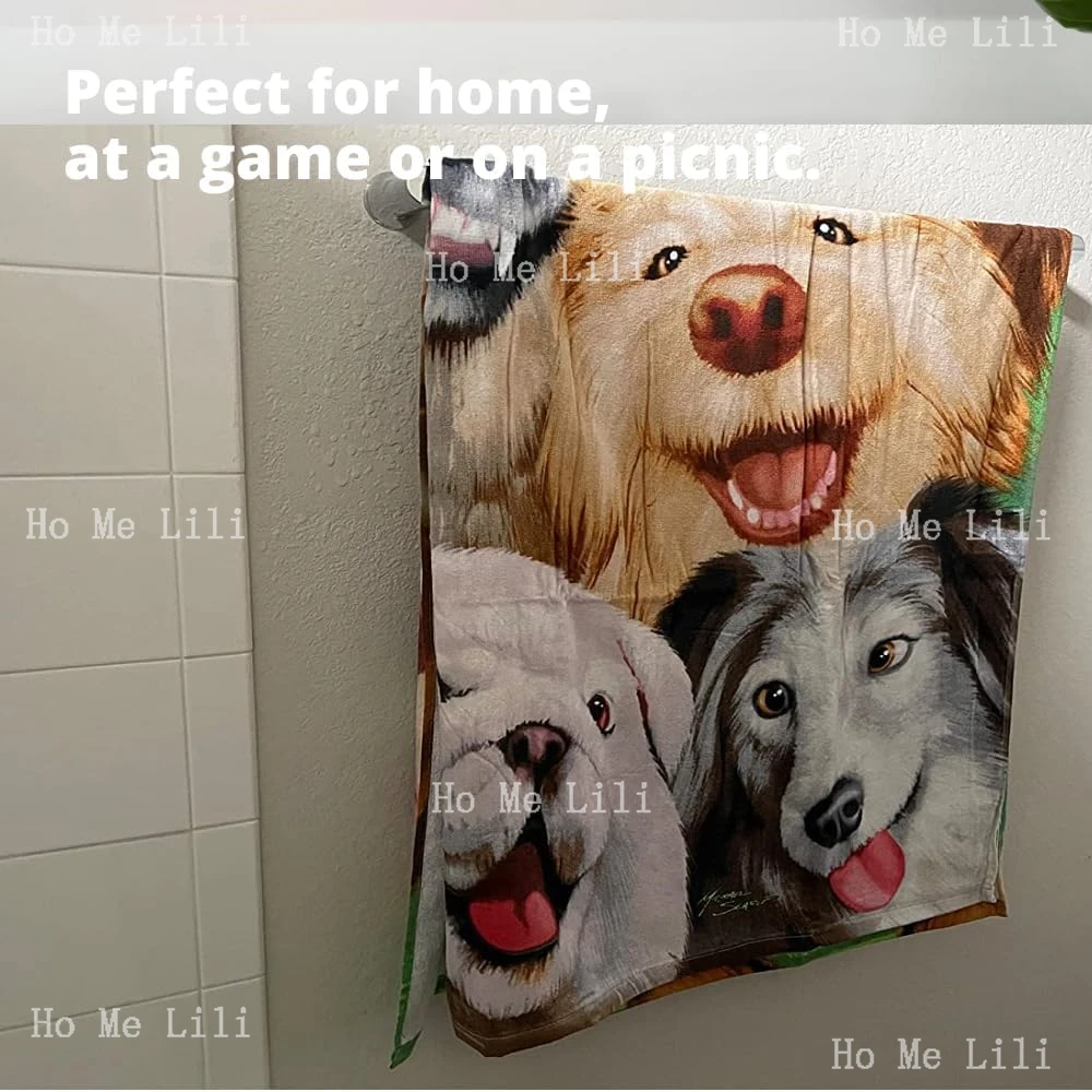 Direct Funny Selfie Dogs Soft Highly Absorbent Quick-Drying Towel Multipurpose For Bathroom Hotel Gym And Spa