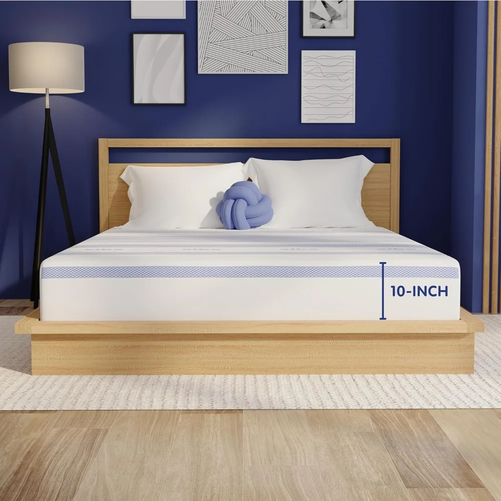 

Queen Size 10-Inch Gel Memory Foam Mattress, CertiPUR-US Certified, Fiberglass-Free Bed-in-a-Box, White