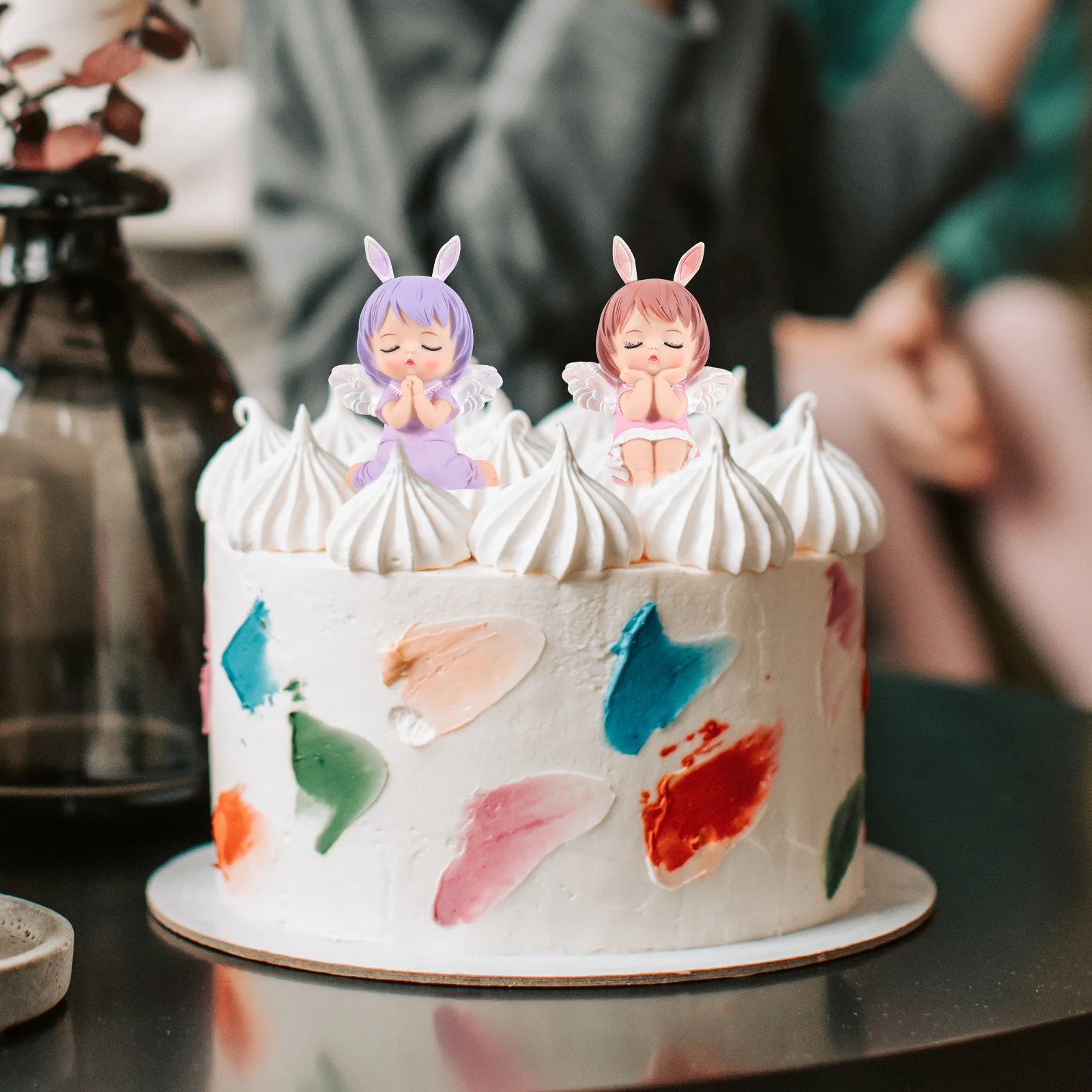

2 pcs Lovely Mini Topper For Birthday Wedding Baking Decoration Angel Angel Cake Toppers Delicate Cake Ornament