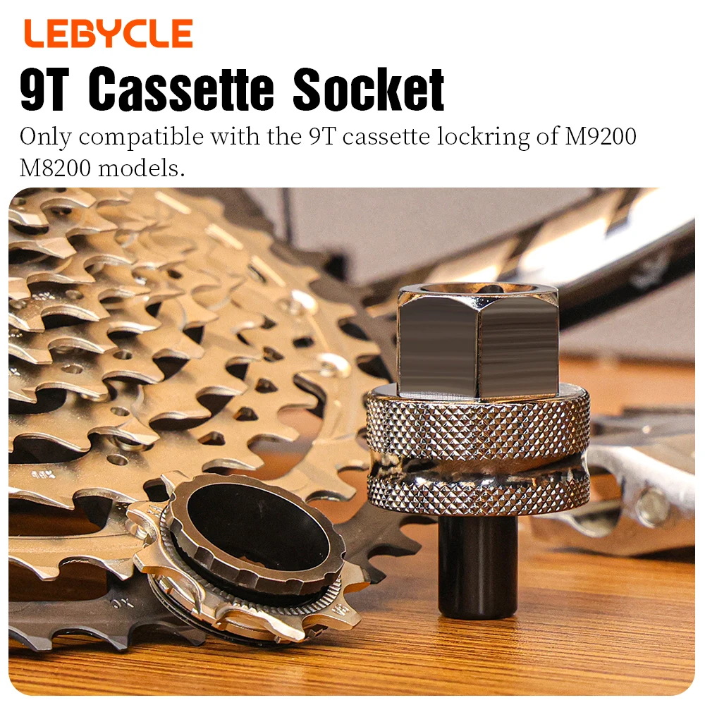 

LEBYCLE Bicycle 9T Flywheel Remove Socket Tool Bike Cassette Socket Tool For Shimano M9200 M8200 12 Speed Flywheel Removal Tool