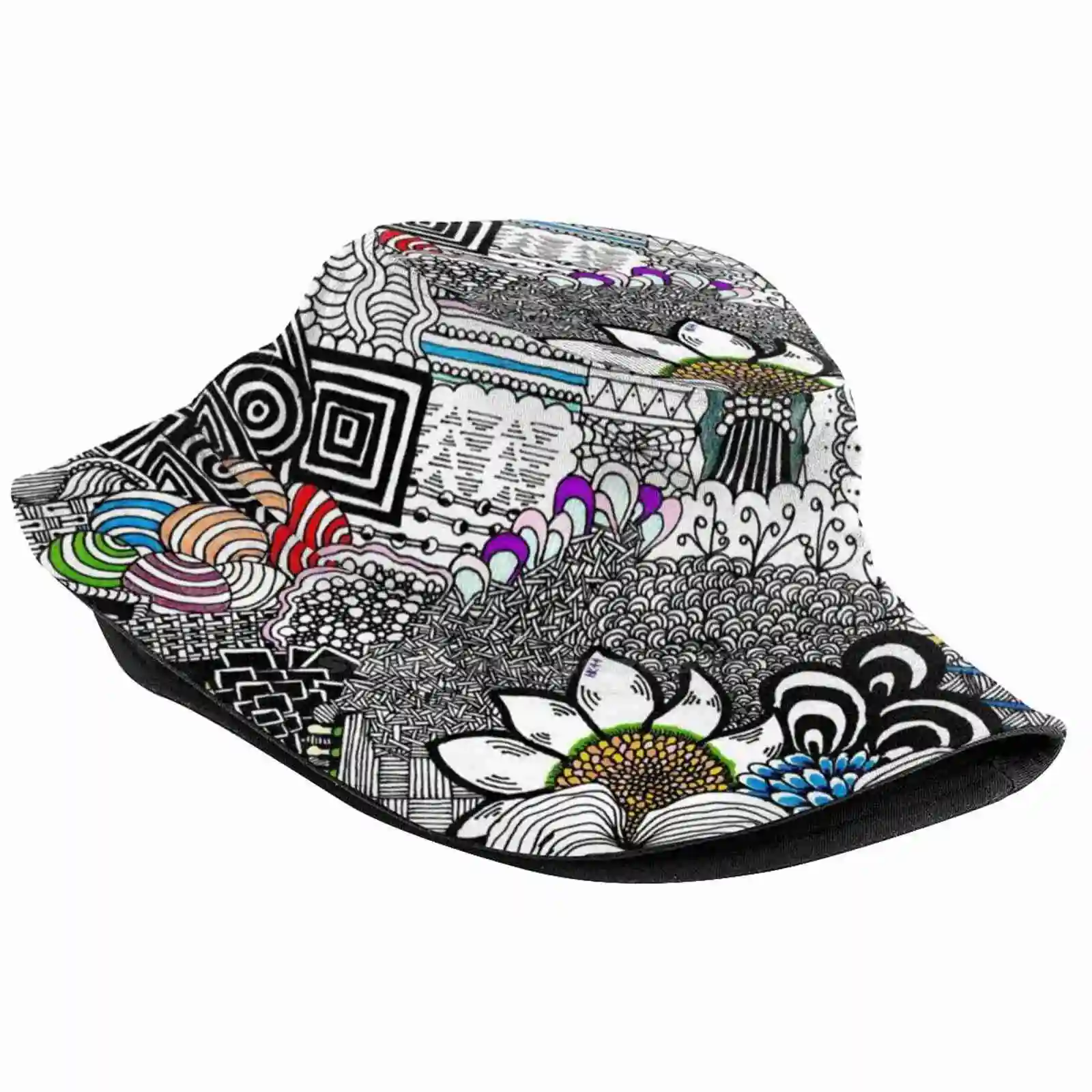 Zentangle 1 Sun Cap Fisherman Hat Bucket Hats Zentangleart Zendoodle Traditional Ink Pen Zenart Flowers Colour Red Color Blue