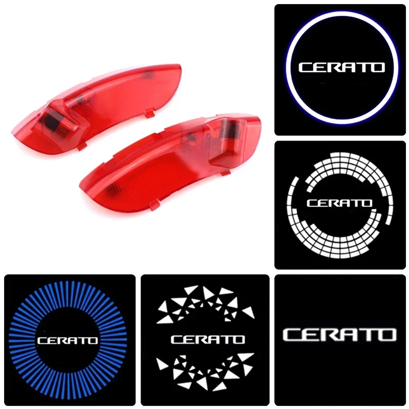 2Pcs LED for KIA CERATO 2005-2012 2006 2007 2009 Car Door Welcome Logo Lights Courtesy Projector Ghost Shadow Lamp Accessories