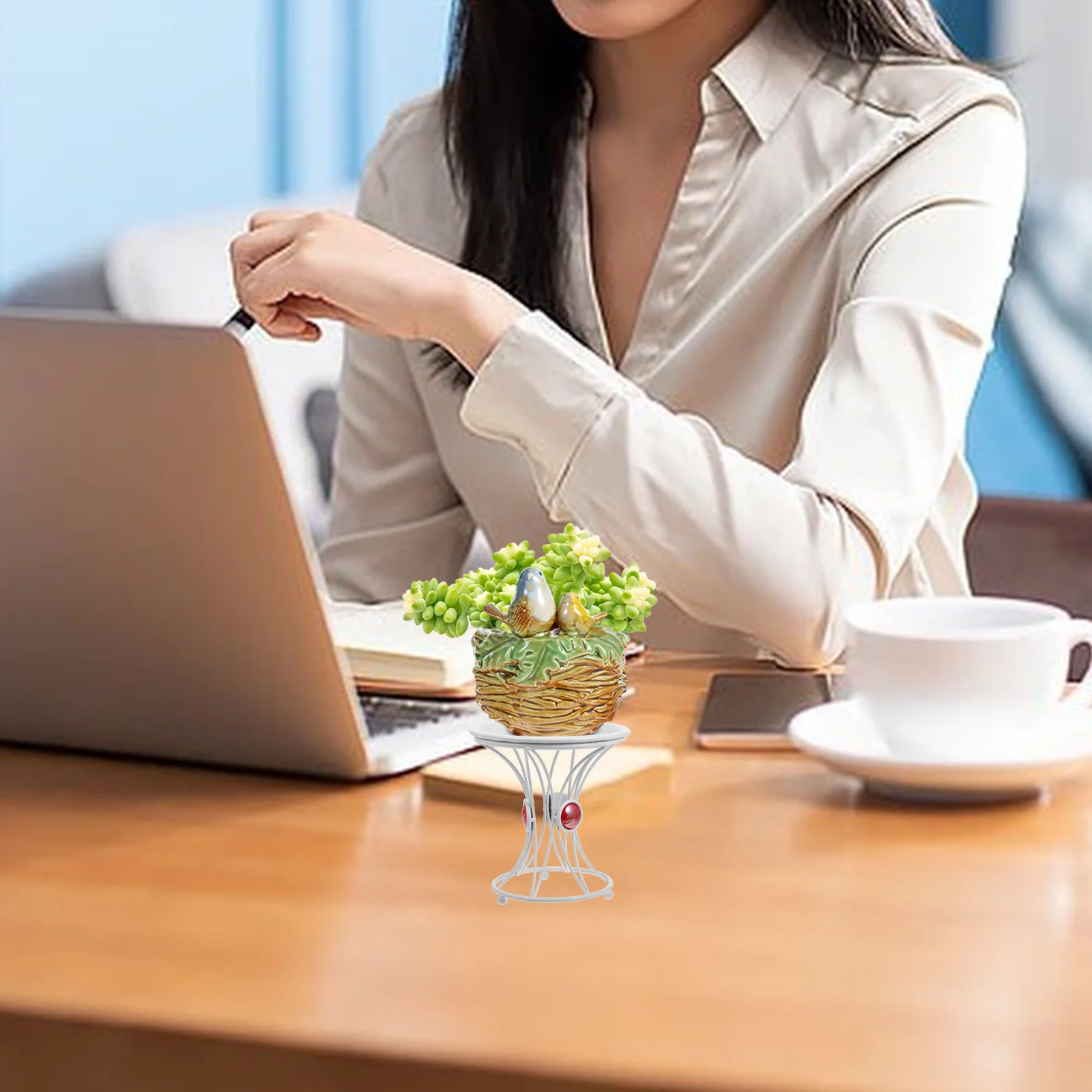 

1pc Decorative Ball Stand Metal European Style Garden Ornament Outdoor Plant Holder Iron Flower Pot Stand Tall Rustic Planter