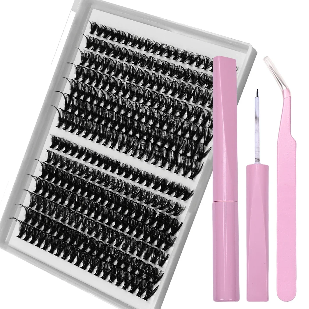 280Pcs DIY Mix Length Eyelash Extension Kit with Adhesive and Tweezers for use at home