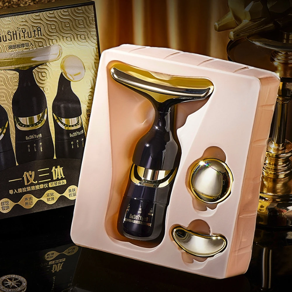 Masażer do twarzy 3 w 1, do szyi, twarzy i okolic oczu, masażer liftingujący twarz w kształcie litery V, urządzenie do pielęgnacji skóry, redukujące zmarszczki i przeciwstarzeniowe, do użytku domowego.